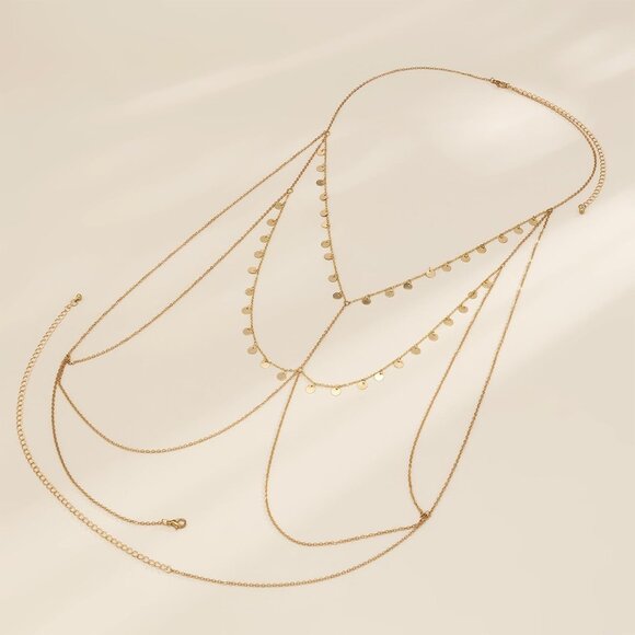 🆕 Women Gold Trendy Body Chain Crystal Rhinestone Boho Sexy Bikini Jewelry Gift - Picture 5 of 7